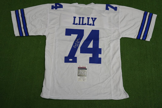 BOB LILLY SIGNED WHITE JERSEY Size 2XL Dallas Cowboys w/HOF 80 JSA COA