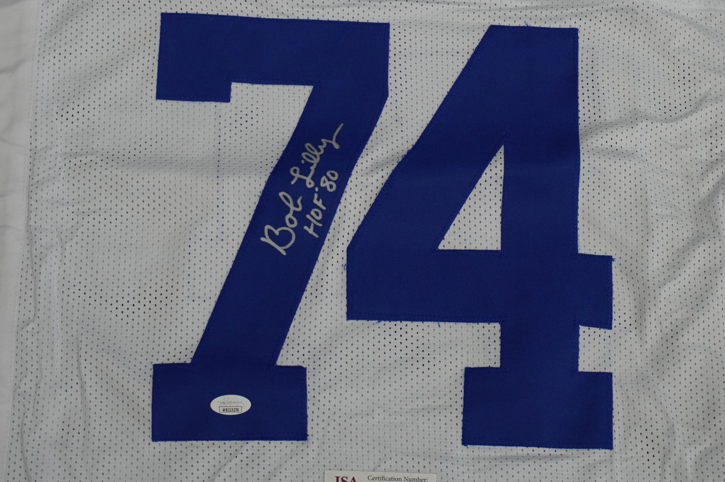 BOB LILLY SIGNED WHITE JERSEY Size 2XL Dallas Cowboys w/HOF 80 JSA COA
