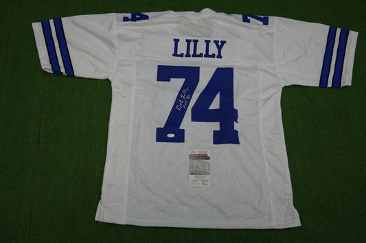 BOB LILLY SIGNED WHITE JERSEY Size 2XL Dallas Cowboys w/HOF 80 JSA COA
