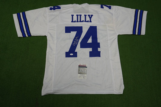 BOB LILLY SIGNED WHITE JERSEY Size 2XL Dallas Cowboys w/HOF 80 JSA COA