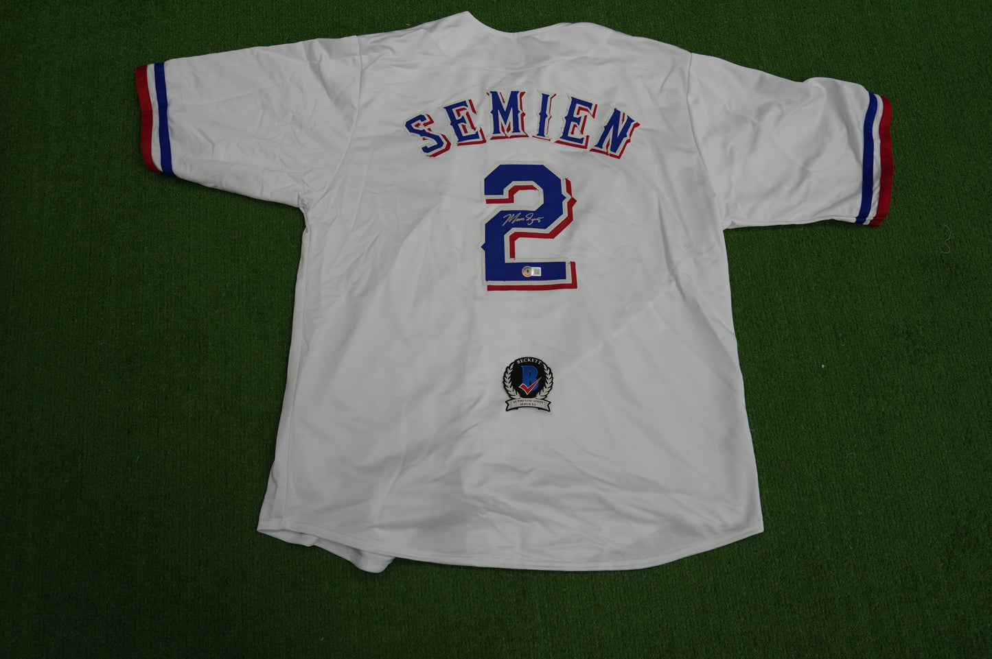 MARCUS SEMIEN TEXAS RANGERS SIGNED Sewn Jersey BAS
