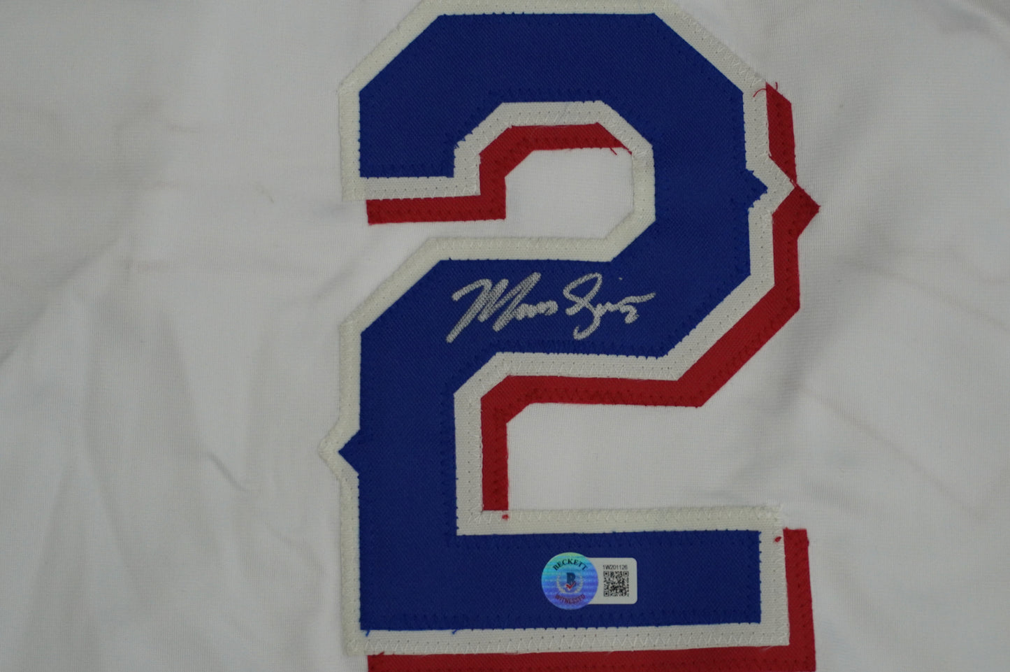 MARCUS SEMIEN TEXAS RANGERS SIGNED Sewn Jersey BAS