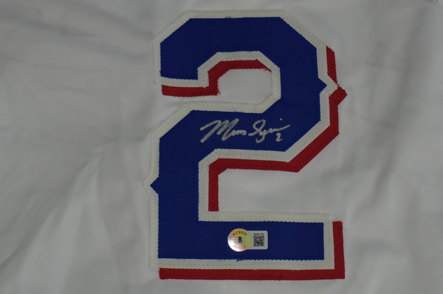 MARCUS SEMIEN TEXAS RANGERS SIGNED Sewn Jersey BAS