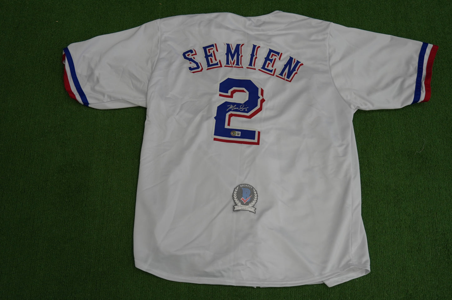 MARCUS SEMIEN TEXAS RANGERS SIGNED Sewn Jersey BAS