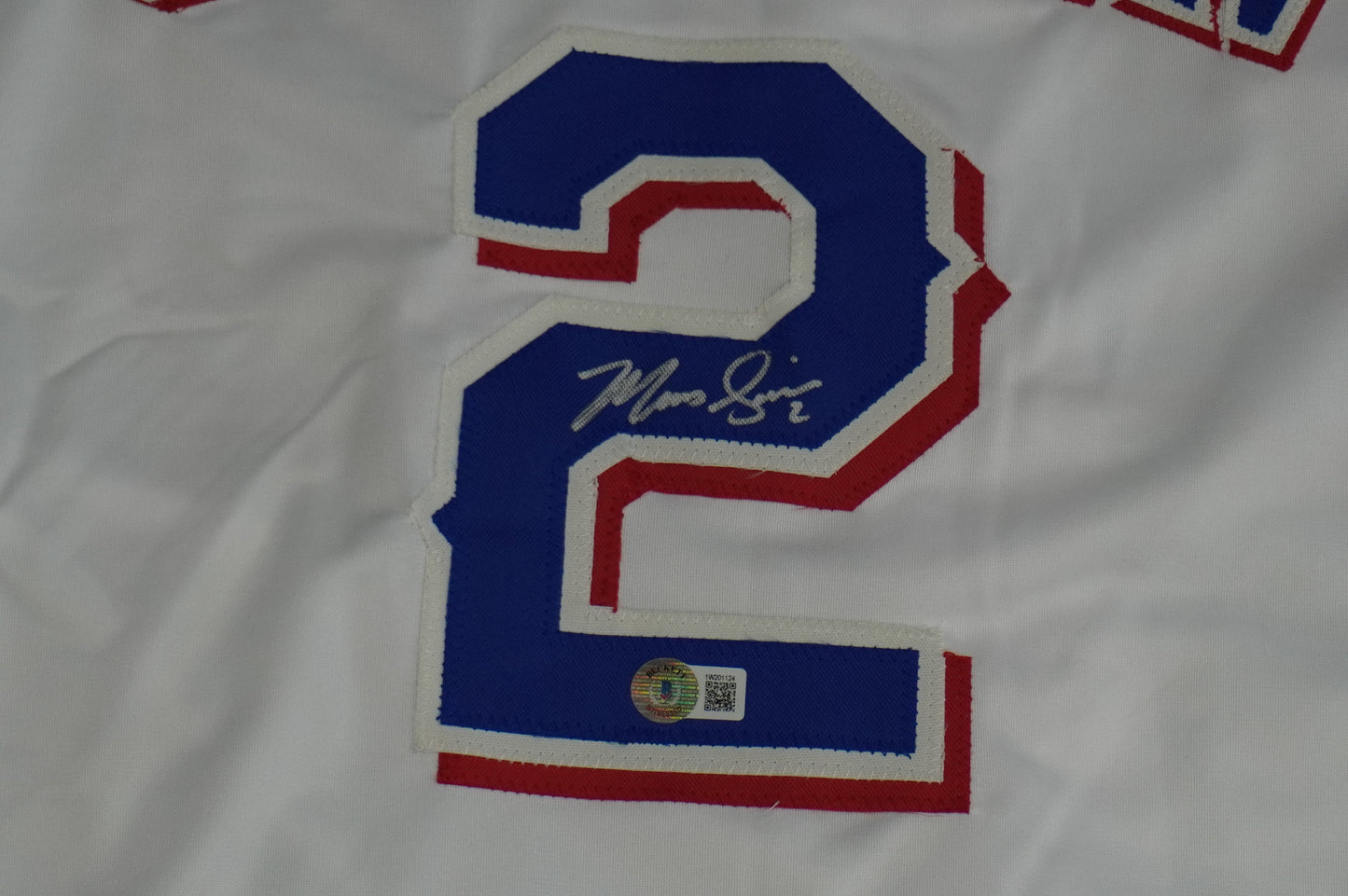MARCUS SEMIEN TEXAS RANGERS SIGNED Sewn Jersey BAS