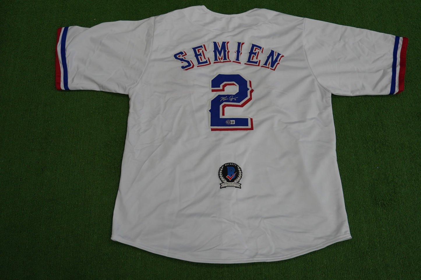 MARCUS SEMIEN TEXAS RANGERS SIGNED Sewn Jersey BAS