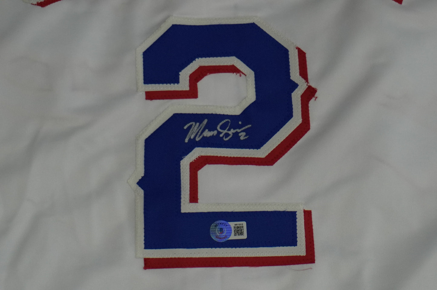 MARCUS SEMIEN TEXAS RANGERS SIGNED Sewn Jersey BAS