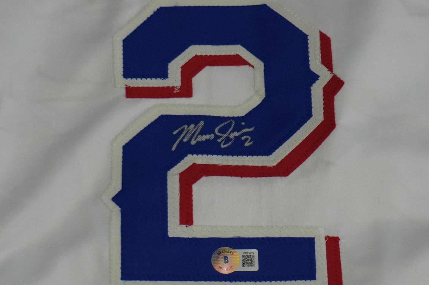 MARCUS SEMIEN TEXAS RANGERS SIGNED Sewn Jersey BAS
