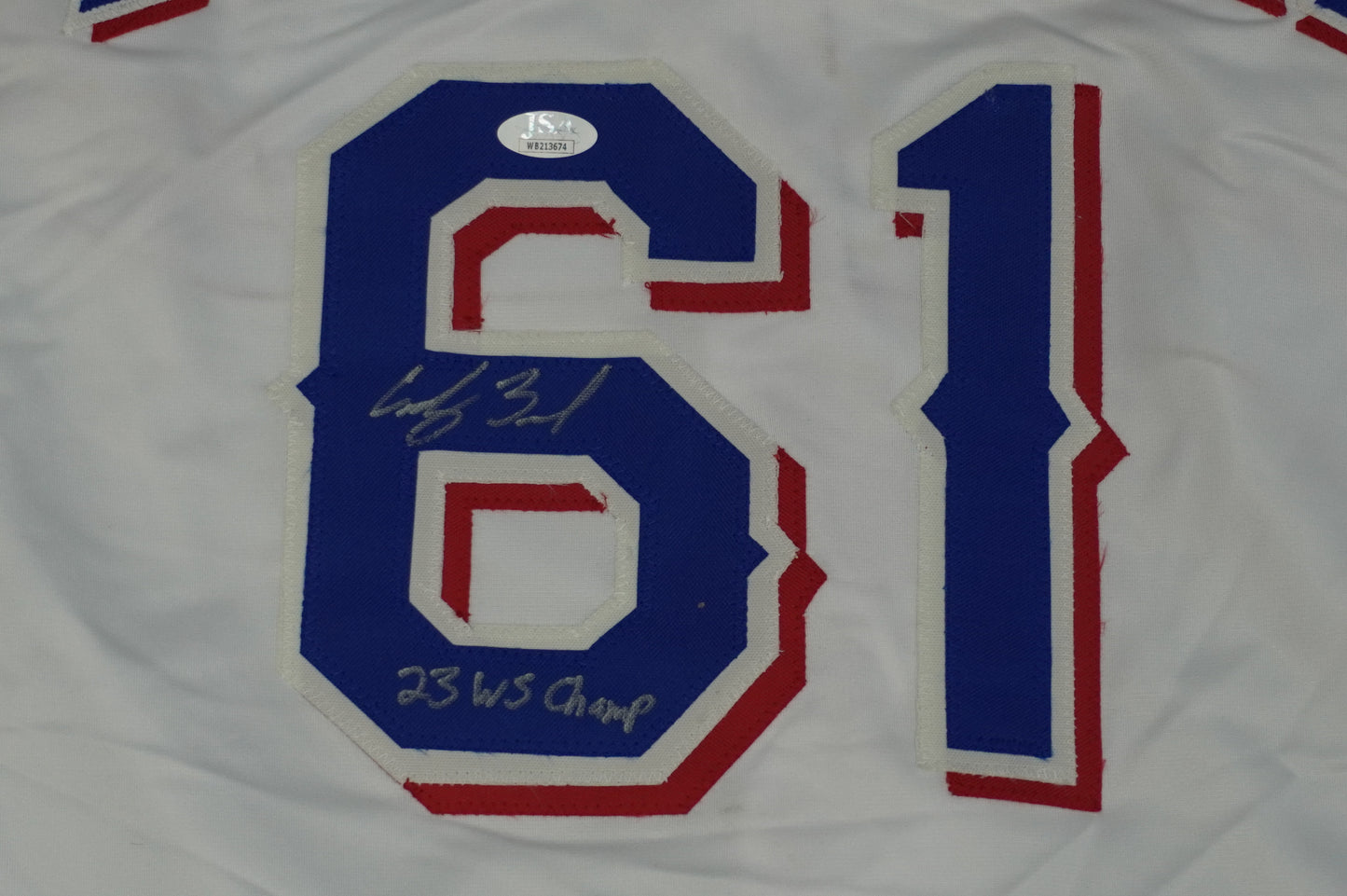 CODY BRADFORD TEXAS RANGERS SIGNED Sewn Jersey W/23 WS Champ JSA COA