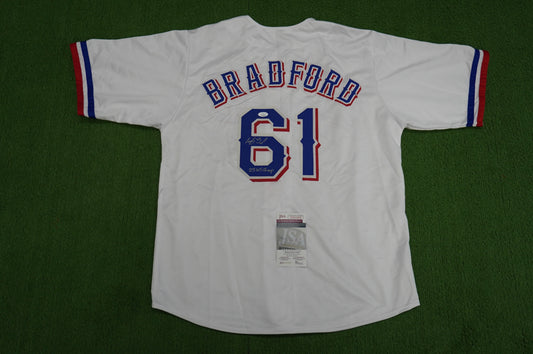 CODY BRADFORD TEXAS RANGERS SIGNED Sewn Jersey W/23 WS Champ JSA COA