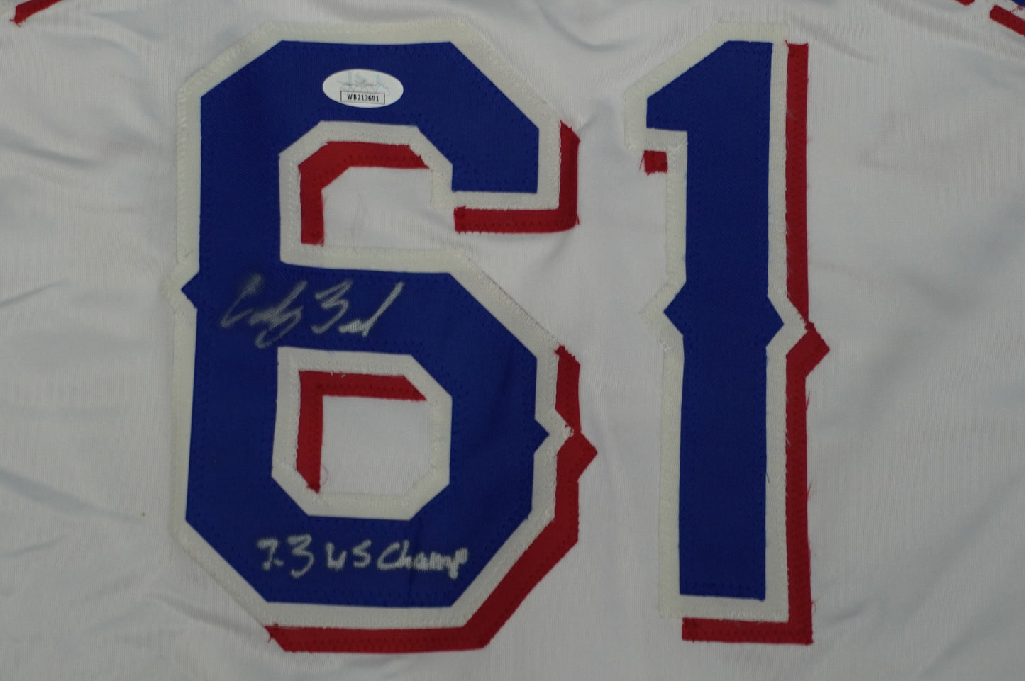 CODY BRADFORD TEXAS RANGERS SIGNED Sewn Jersey W/23 WS Champ JSA COA