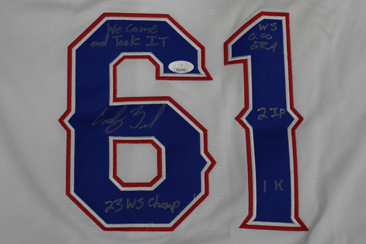 CODY BRADFORD TEXAS RANGERS SIGNED Sewn Jersey W/Multi Stats INSC JSA COA