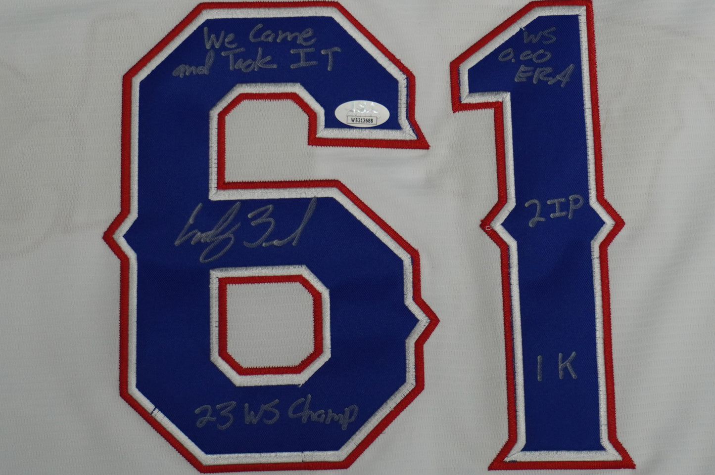 CODY BRADFORD TEXAS RANGERS SIGNED Sewn Jersey W/Multi Stats INSC JSA COA