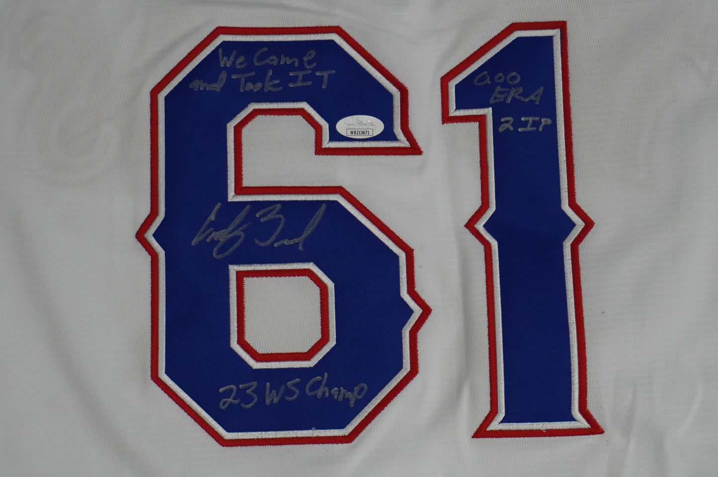 CODY BRADFORD TEXAS RANGERS SIGNED Sewn Jersey W/Multi Stats INSC JSA COA