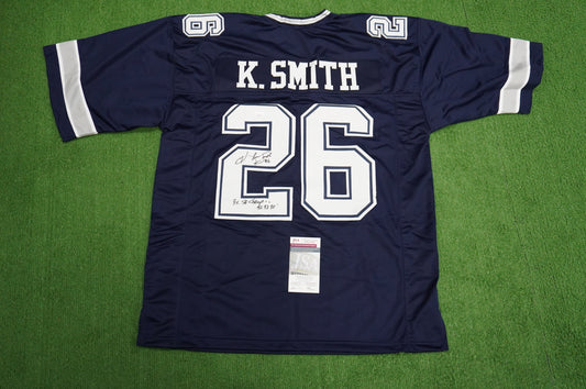 KEVIN SMITH DALLAS COWBOYS SIGNED Blue JERSEY Texas A&M Aggies w/INSCs 3XL JSA