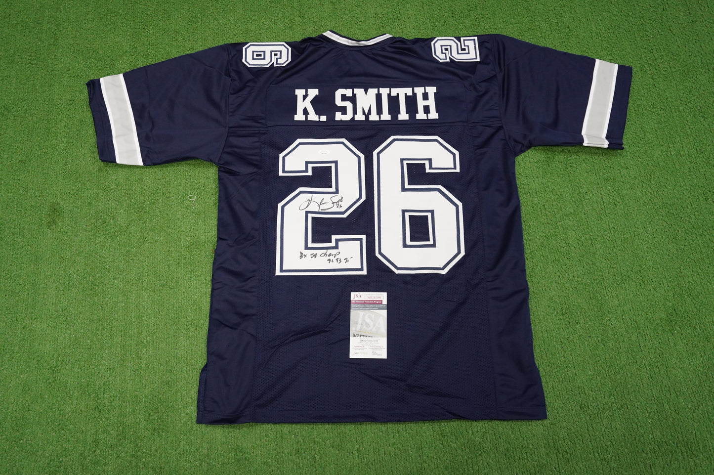 KEVIN SMITH DALLAS COWBOYS SIGNED Blue JERSEY Texas A&M Aggies w/INSCs XL JSA