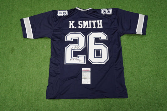 KEVIN SMITH DALLAS COWBOYS SIGNED Blue JERSEY Texas A&M Aggies w/INSCs XL JSA