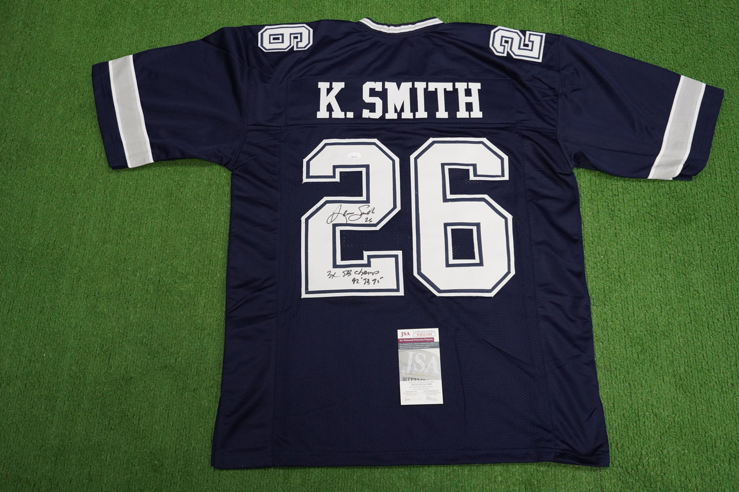 KEVIN SMITH DALLAS COWBOYS SIGNED Blue JERSEY Texas A&M Aggies w/INSCs XL JSA