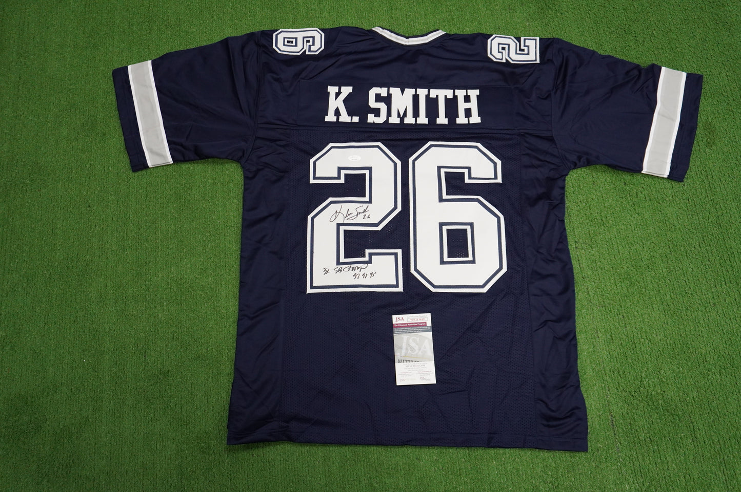 KEVIN SMITH DALLAS COWBOYS SIGNED Blue JERSEY Texas A&M Aggies w/INSCs XL JSA