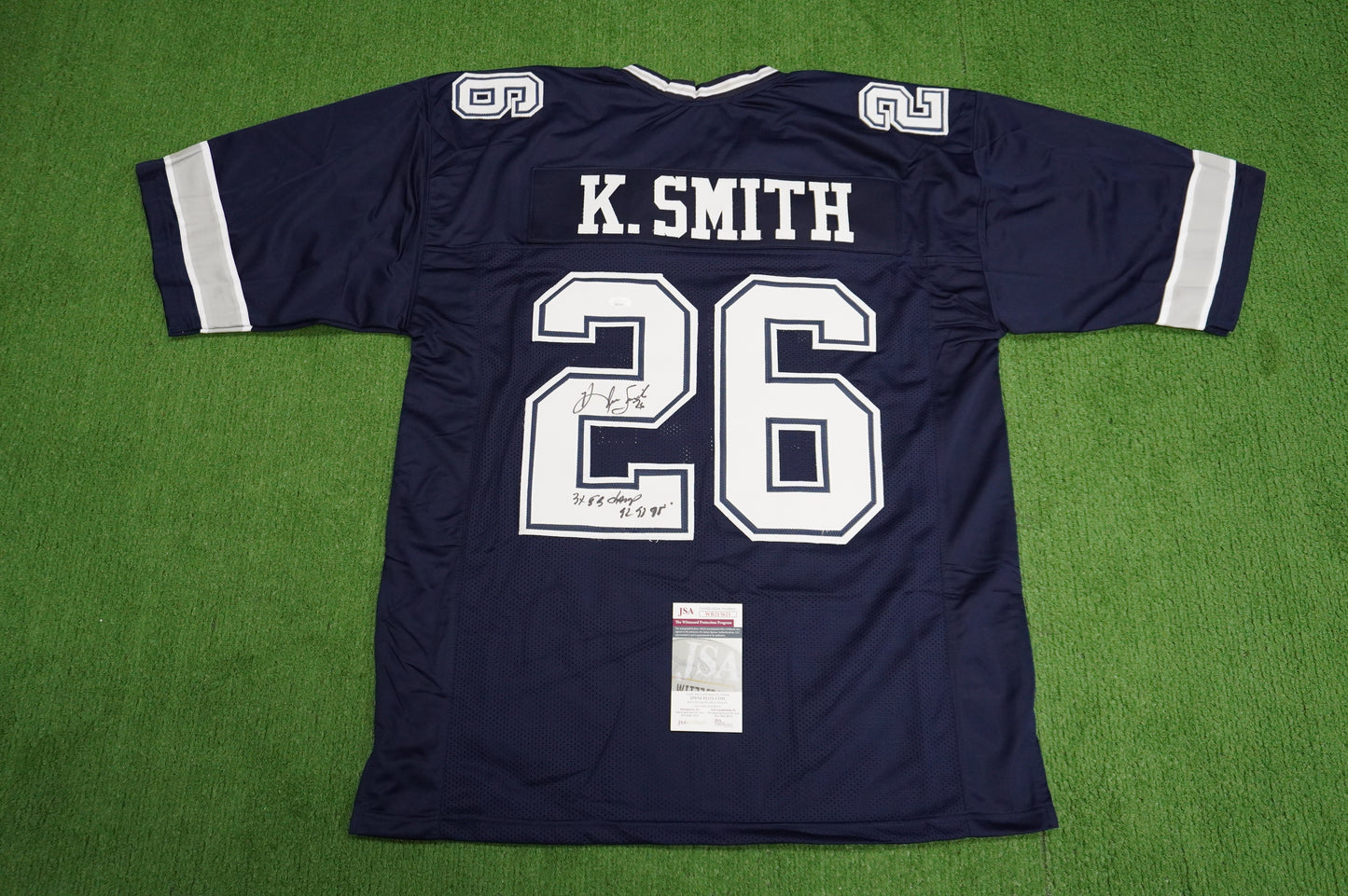 KEVIN SMITH DALLAS COWBOYS SIGNED Blue JERSEY Texas A&M Aggies w/INSCs 3XL JSA
