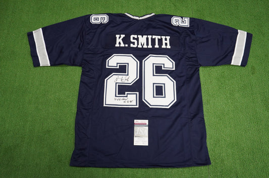 KEVIN SMITH DALLAS COWBOYS SIGNED Blue JERSEY Texas A&M Aggies w/INSCs 3XL JSA