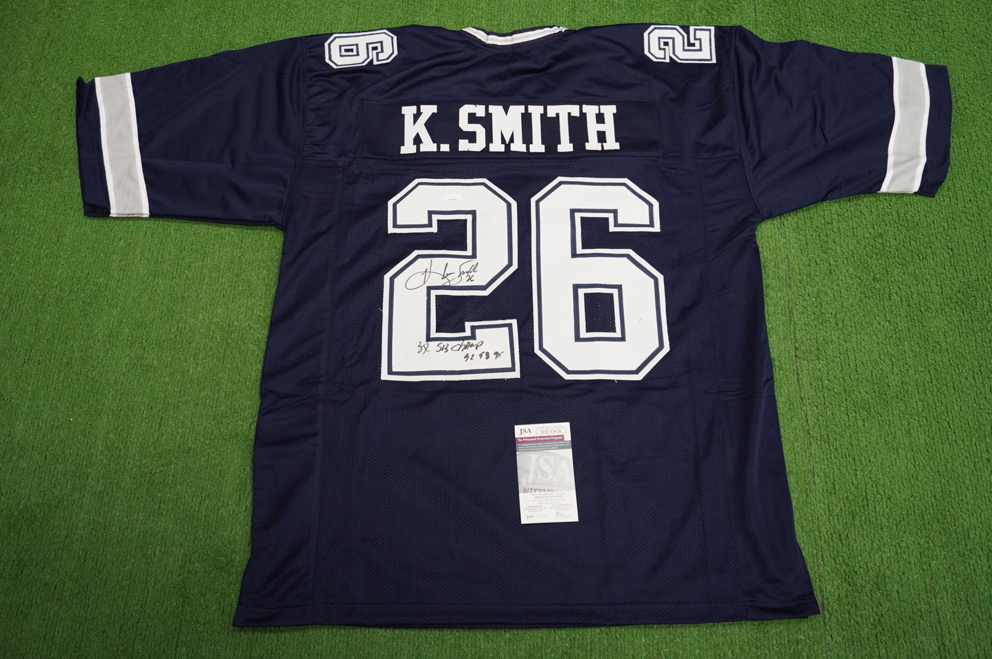 KEVIN SMITH DALLAS COWBOYS SIGNED Blue JERSEY Texas A&M Aggies w/INSCs 3XL JSA