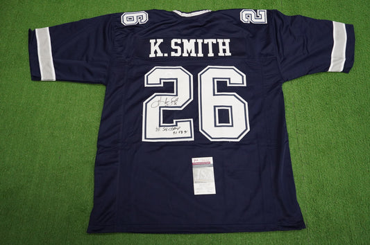 KEVIN SMITH DALLAS COWBOYS SIGNED Blue JERSEY Texas A&M Aggies w/INSCs 3XL JSA