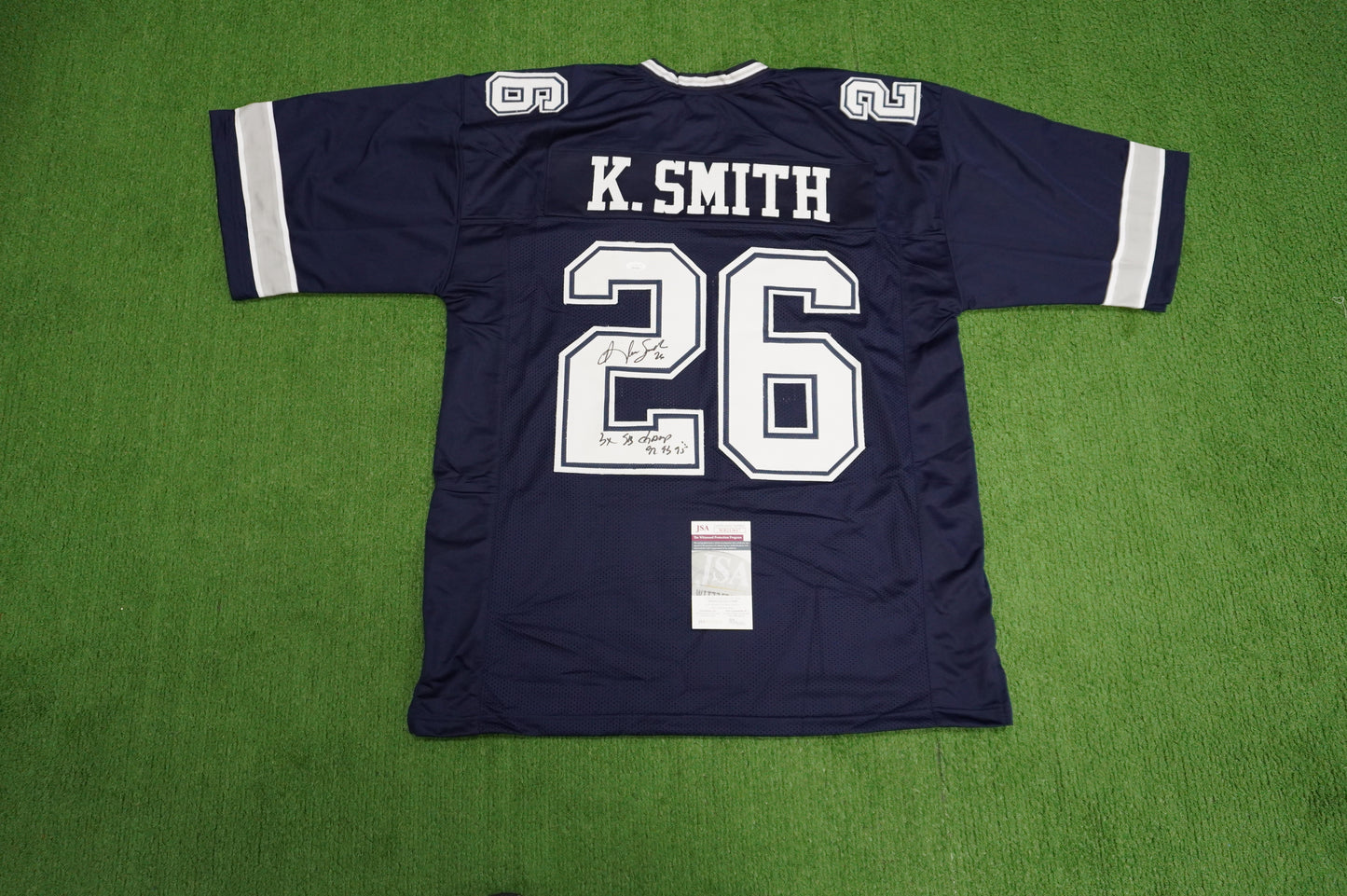 KEVIN SMITH DALLAS COWBOYS SIGNED Blue JERSEY Texas A&M Aggies w/INSCs 3XL JSA