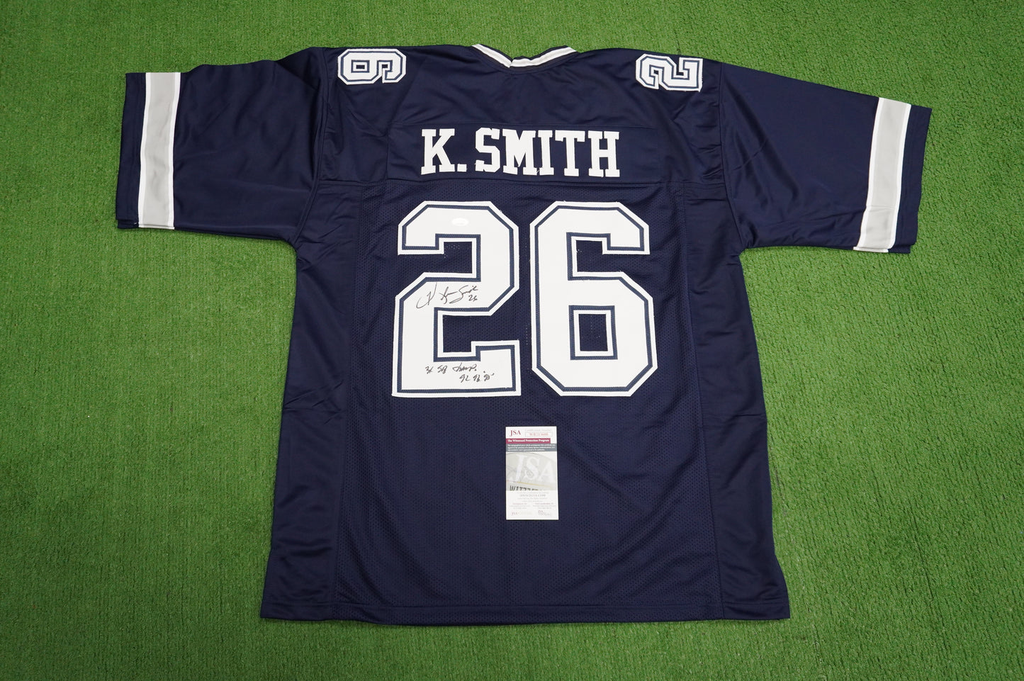 KEVIN SMITH DALLAS COWBOYS SIGNED Blue JERSEY Texas A&M Aggies w/INSCs 3XL JSA
