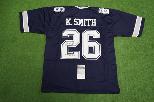 KEVIN SMITH DALLAS COWBOYS SIGNED Blue JERSEY Texas A&M Aggies w/INSCs 3XL JSA