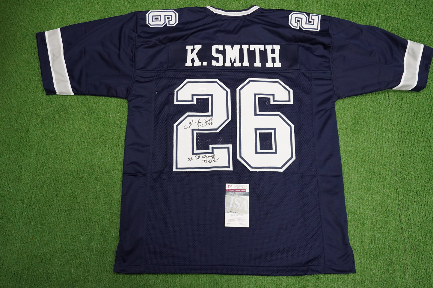 KEVIN SMITH DALLAS COWBOYS SIGNED Blue JERSEY Texas A&M Aggies w/INSCs 3XL JSA