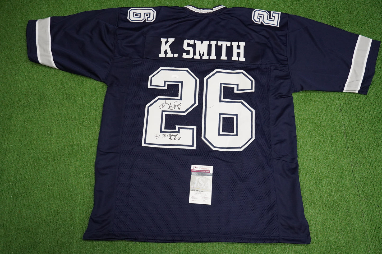 KEVIN SMITH DALLAS COWBOYS SIGNED Blue JERSEY Texas A&M Aggies w/INSCs 3XL JSA