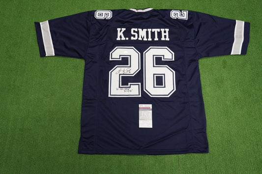 KEVIN SMITH DALLAS COWBOYS SIGNED Blue JERSEY Texas A&M Aggies w/INSCs 3XL JSA