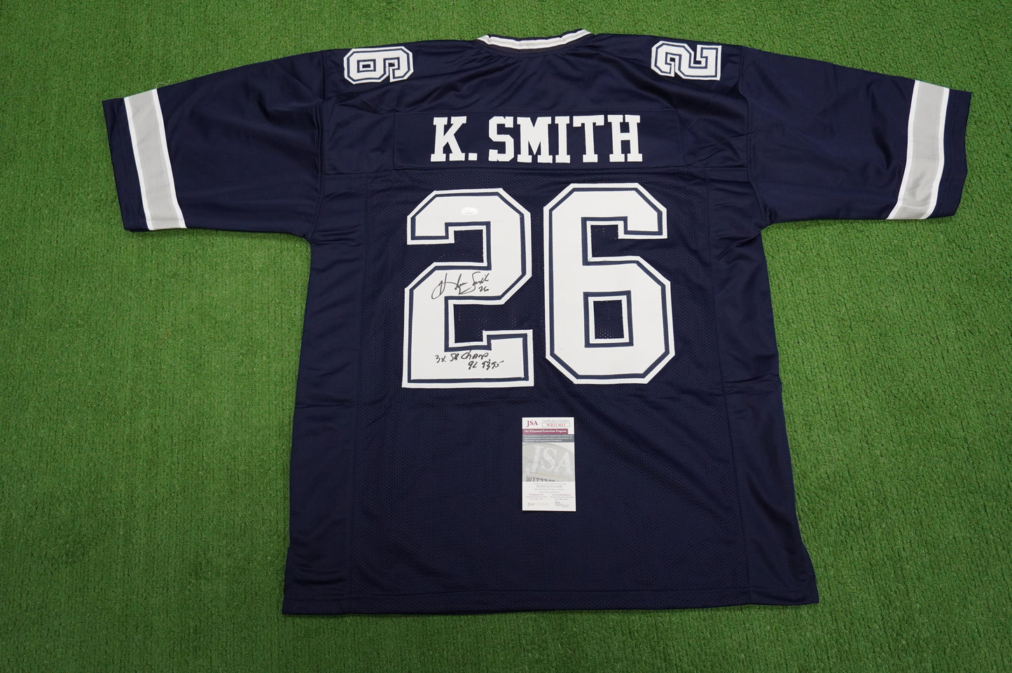 KEVIN SMITH DALLAS COWBOYS SIGNED Blue JERSEY Texas A&M Aggies w/INSCs 3XL JSA