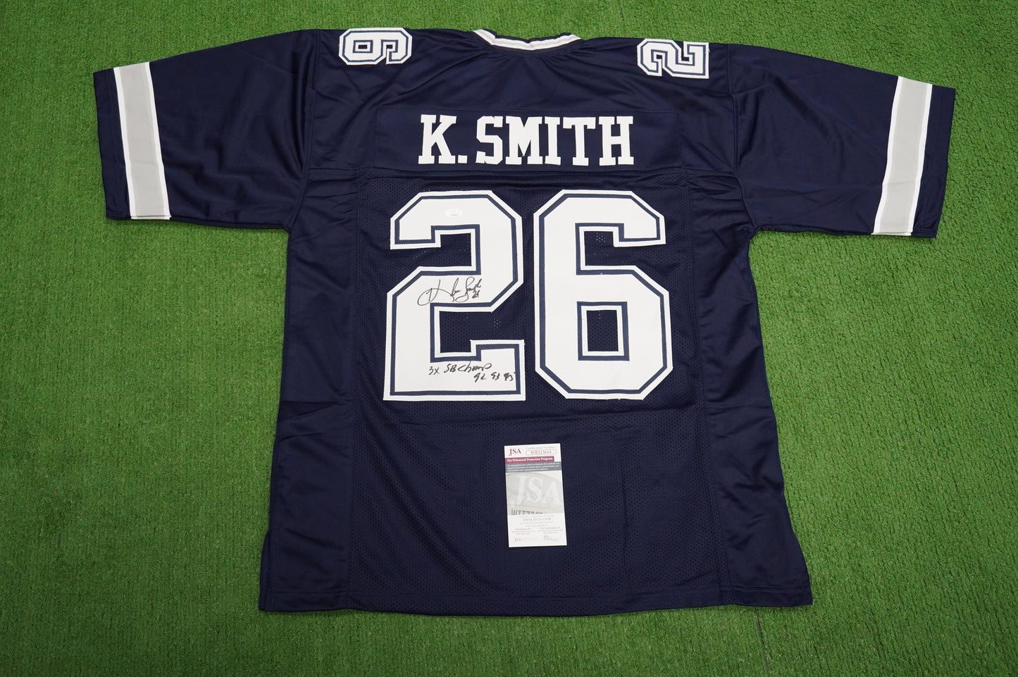 KEVIN SMITH DALLAS COWBOYS SIGNED Blue JERSEY Texas A&M Aggies w/INSCs 2XL JSA