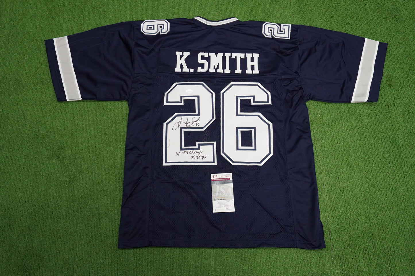 KEVIN SMITH DALLAS COWBOYS SIGNED Blue JERSEY Texas A&M Aggies w/INSCs 2XL JSA