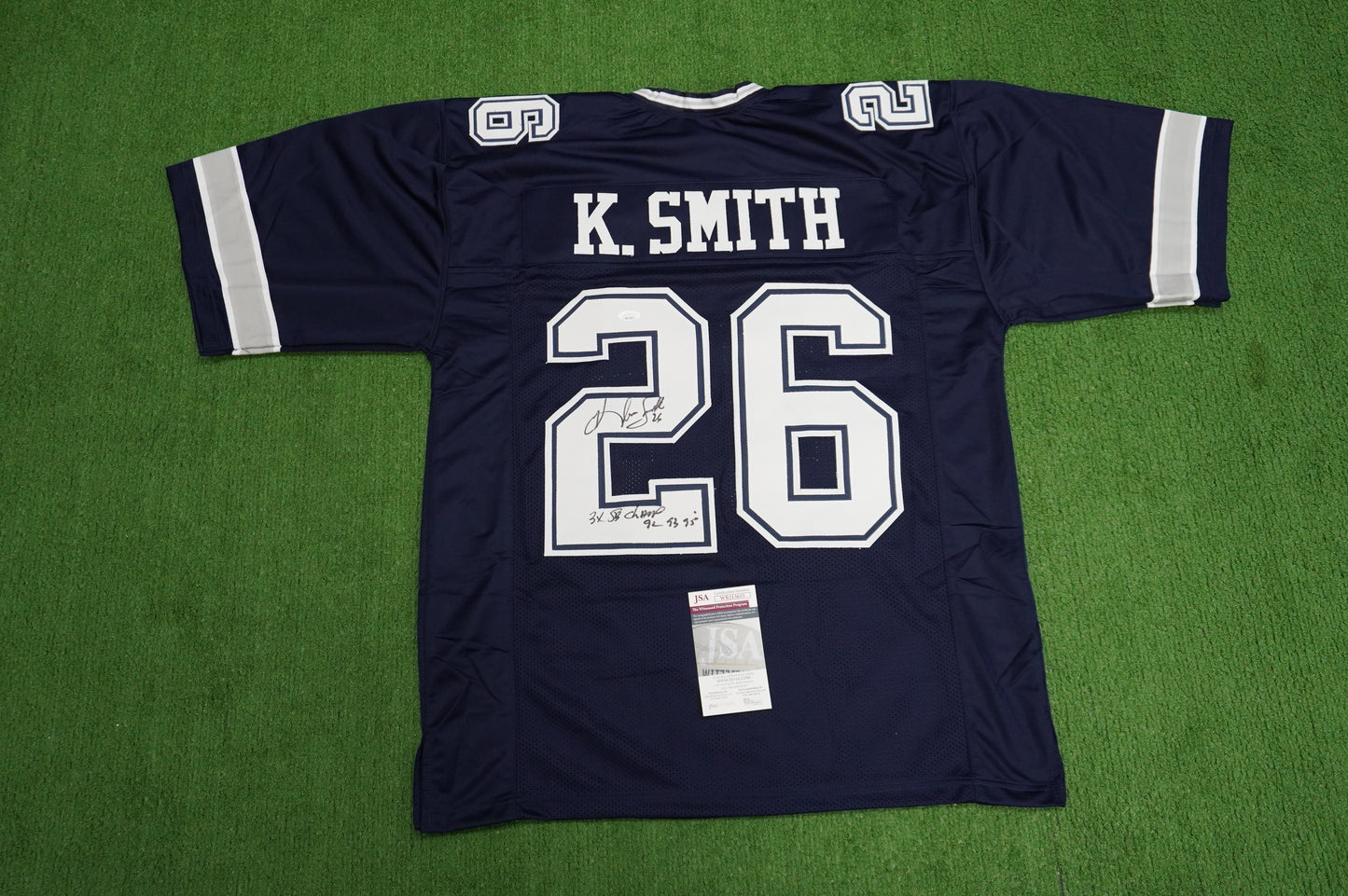 KEVIN SMITH DALLAS COWBOYS SIGNED Blue JERSEY Texas A&M Aggies w/INSCs 2XL JSA