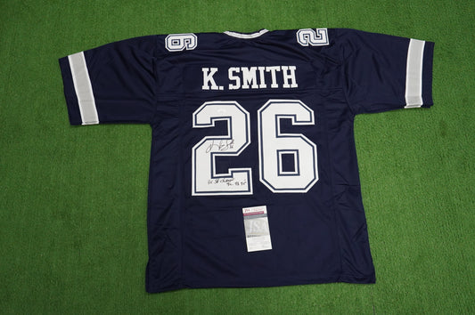 KEVIN SMITH DALLAS COWBOYS SIGNED Blue JERSEY Texas A&M Aggies w/INSCs 2XL JSA