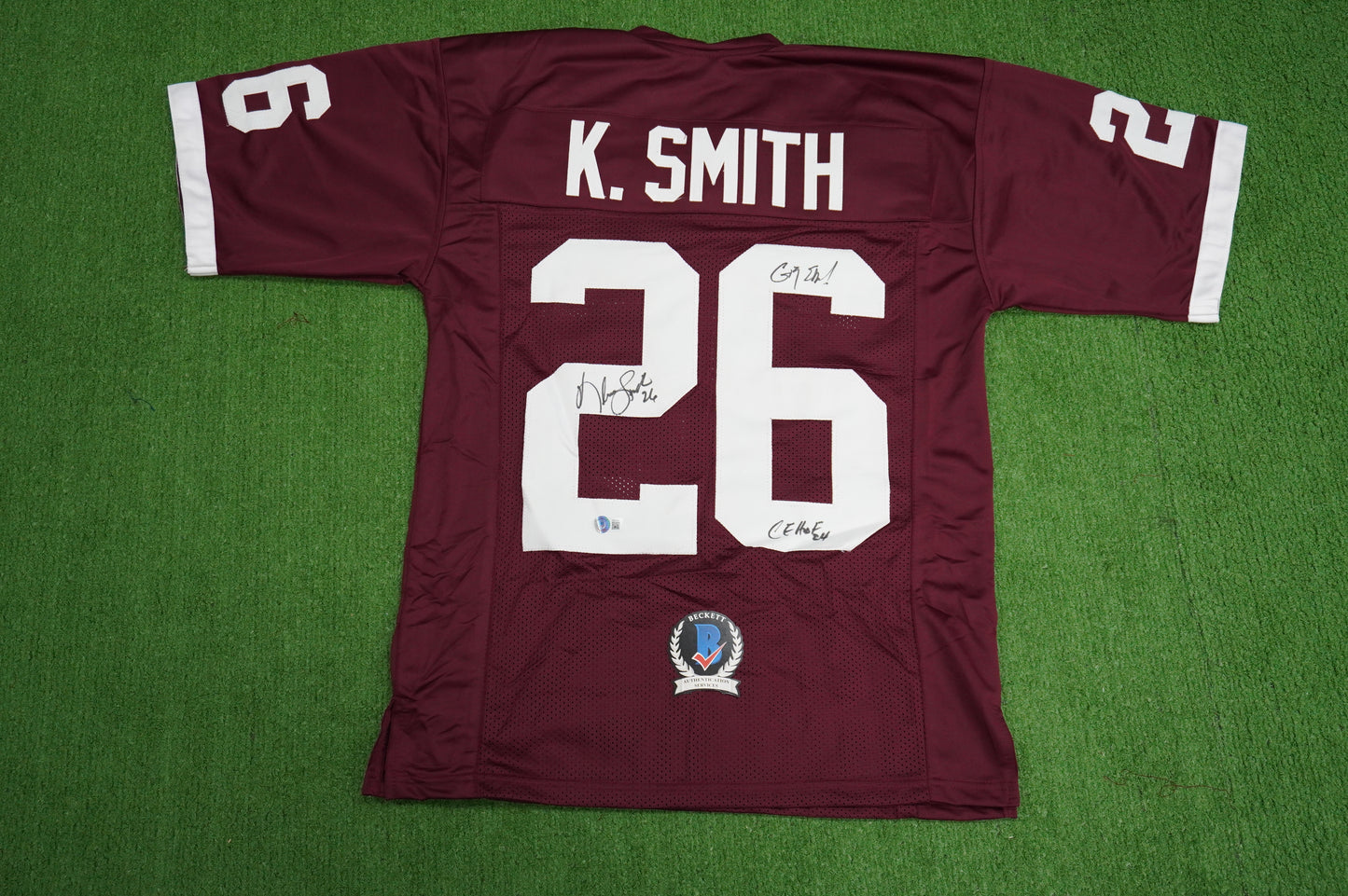 KEVIN SMITH TEXAS A&M AGGIES SIGNED JERSEY w/INSCs Dallas Cowboys M BAS COA