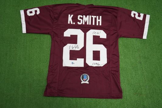KEVIN SMITH TEXAS A&M AGGIES SIGNED JERSEY w/INSCs Dallas Cowboys M BAS COA
