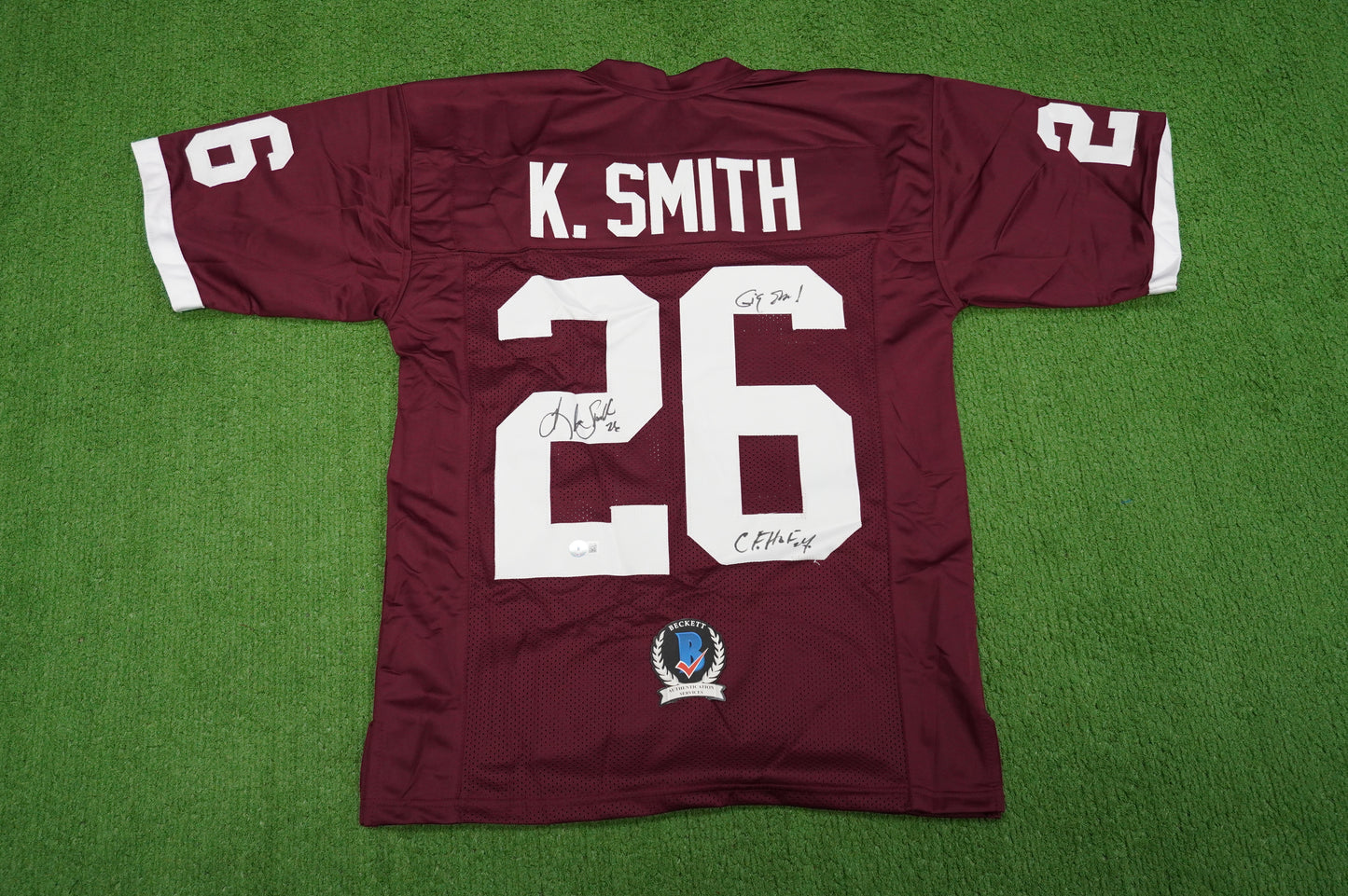 KEVIN SMITH TEXAS A&M AGGIES SIGNED JERSEY w/INSCs Dallas Cowboys M BAS COA