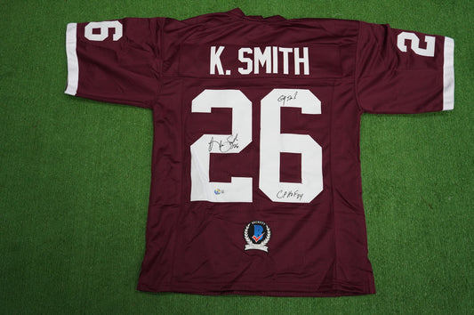 KEVIN SMITH TEXAS A&M AGGIES SIGNED JERSEY w/INSCs Dallas Cowboys M BAS COA