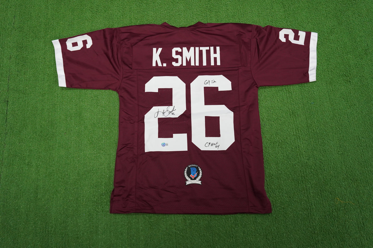 KEVIN SMITH TEXAS A&M AGGIES SIGNED JERSEY w/INSCs Dallas Cowboys M BAS COA