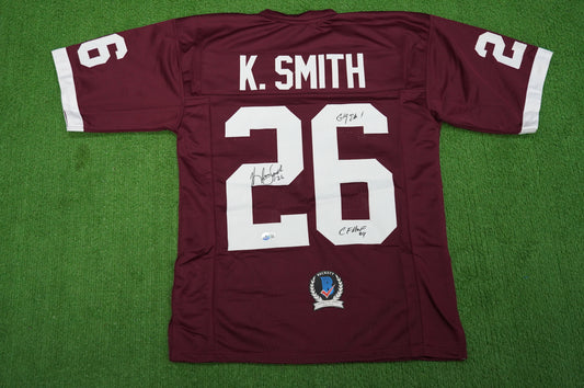 KEVIN SMITH TEXAS A&M AGGIES SIGNED JERSEY w/INSCs Dallas Cowboys M BAS COA