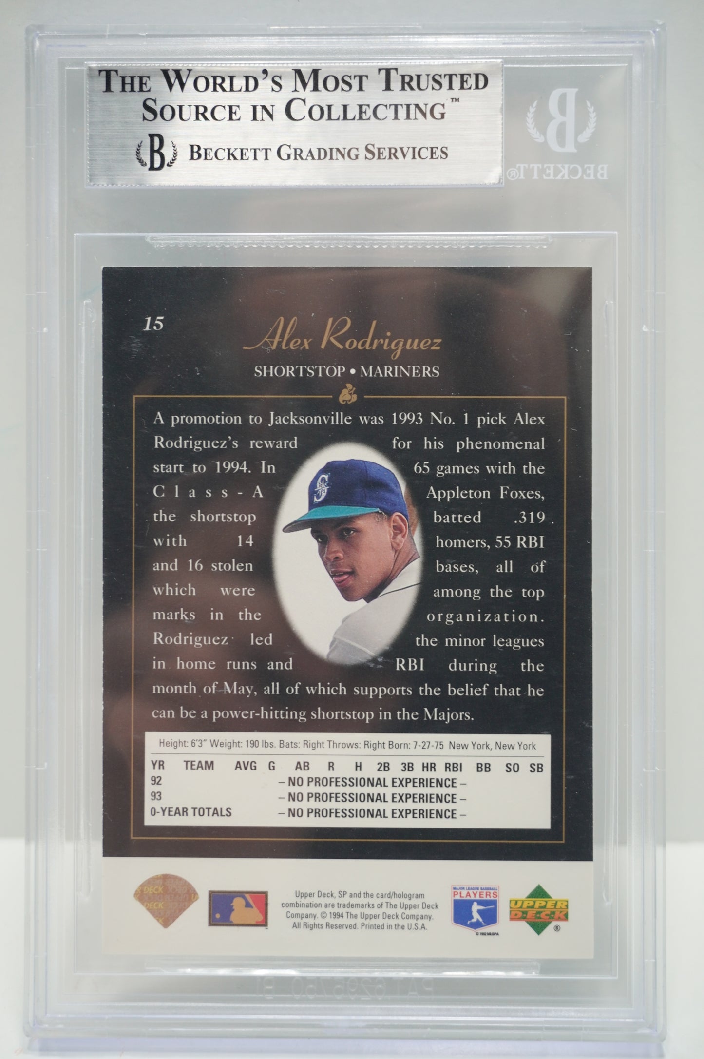 1994 SP #15 Alex Rodriguez BGS 9