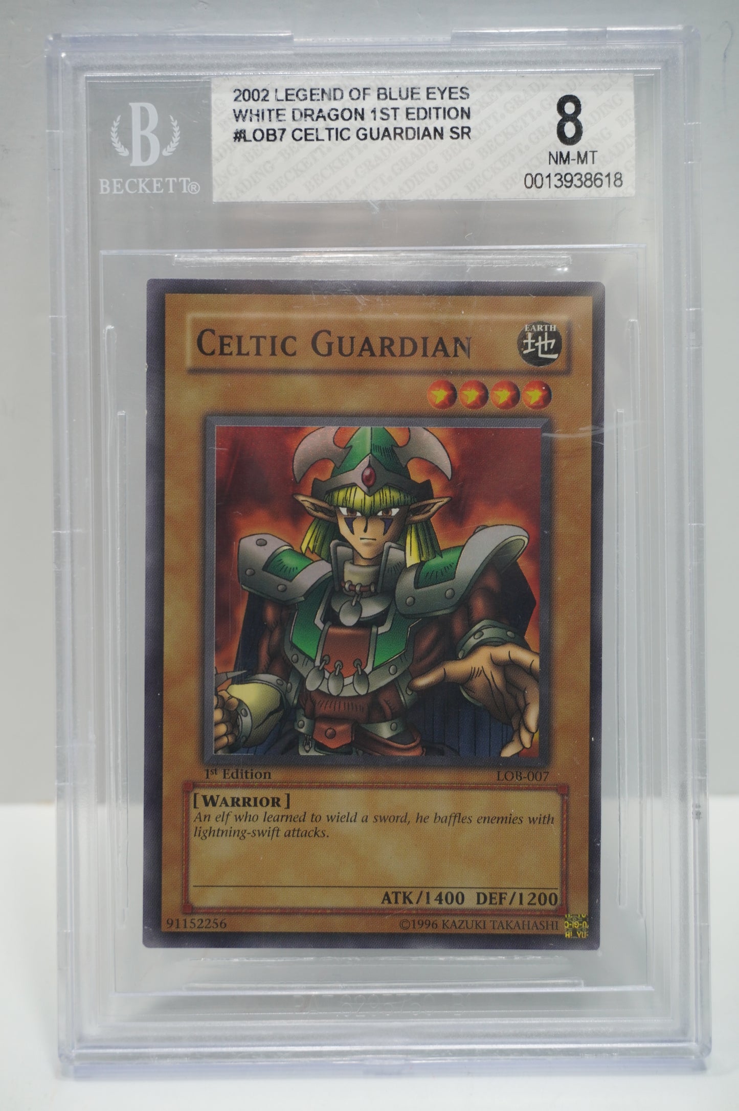 2002 Legends of Blue Eyes White Dragon 1st edition #LOB7 Celtic guardian SR BGS 8