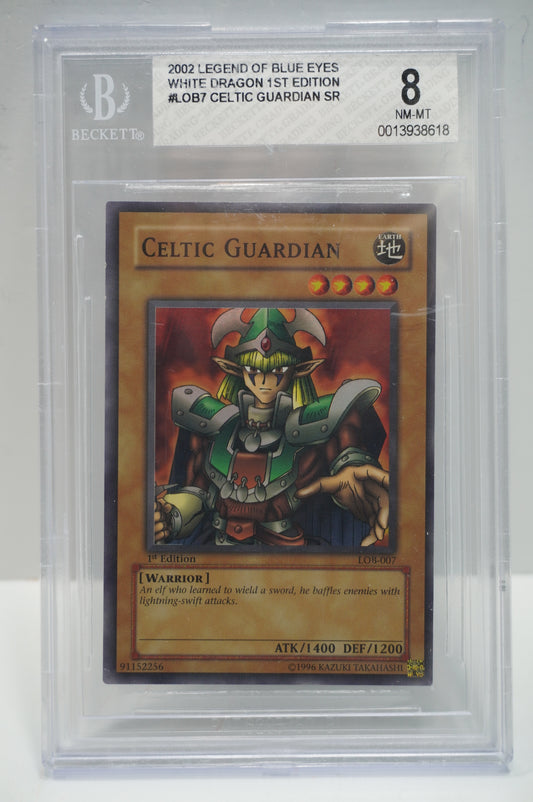 2002 Legends of Blue Eyes White Dragon 1st edition #LOB7 Celtic guardian SR BGS 8