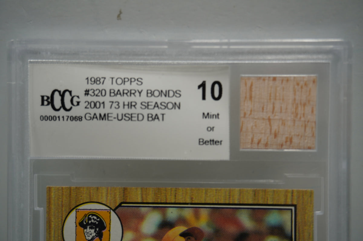 1987 Topps #320 Barry Bonds 2001 73 HR Seasons Game Used Bat BCCG 10