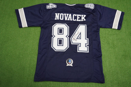 JAY NOVACEK SIGNED DALLAS COWBOYS BLUE JERSEY Size XL BAS COA