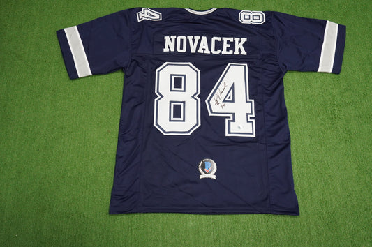 JAY NOVACEK SIGNED DALLAS COWBOYS BLUE JERSEY Size XL BAS COA